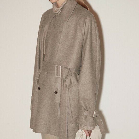 NWT CHICJOC Women 100% Cashmere Oversized Serenity Trench Coat with silk… - Picture 1 of 16